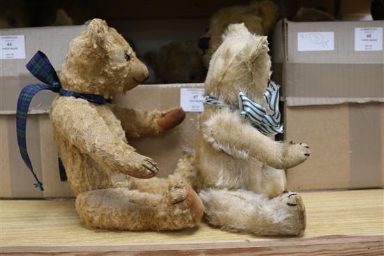 Four bears: Winnie; Chiltern 1950s, Ragamuffin bear and another